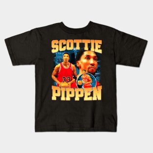 Scottie Pippen Basketball Legend Signature Vintage Retro 80s 90s Bootleg Rap Style Kids T-Shirt